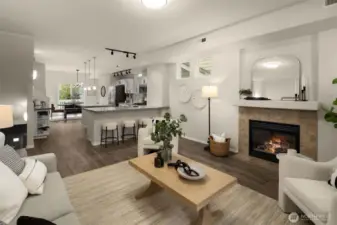an open floor plan with 2 large decks