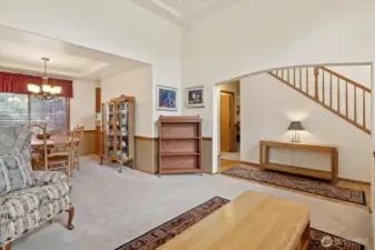 Living room leads into dining room