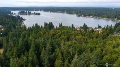 aerial view of property and Lake Goodwin