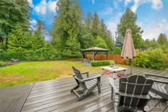 Complete w/backing to private greenbelt & fully fenced, this is an oasis of a backyard!
