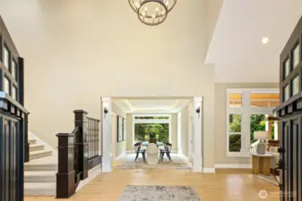 Vaulted entry flooded with light.
