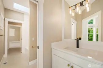 Jack & Jill Bathroom w/ two vanities.