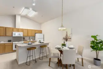 Kitchen features dining space for formal or informak dining.