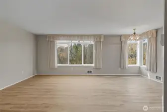 Living room with large picture windows