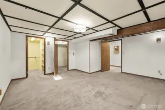 Lower-level room was utilized as non-conforming primary bedroom w/ walk-in closet.