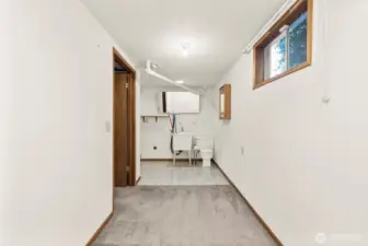 Lower-level half bath.