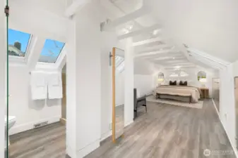 Spacious primary with custom built in storage and ensuite bathroom