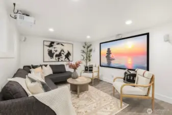 What a fun space to cozy up and watch movies!