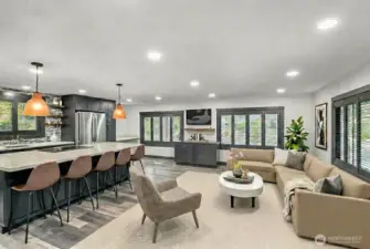 Living room, kitchen. A fabulous great room!