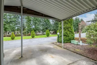 Double carport looking at the golf course