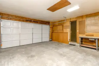 Large garage with new garage door