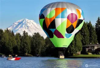 You never know what you will see on Lake Tapps including hot air balloons.