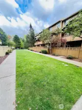 Townhome overlooks the open greenspace in Hillcrest Village.