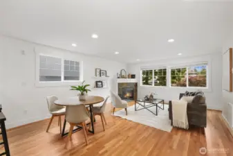 A cozy gas fireplace is perfect for rainy nights