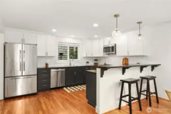Updated kitchen and breakfast bar