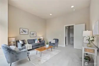 Light-filled bonus room with afternoon sun