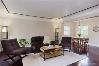 Living room into dining area