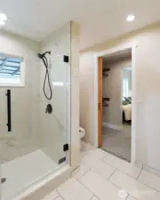 Shower into closet connecting to main bedroom
