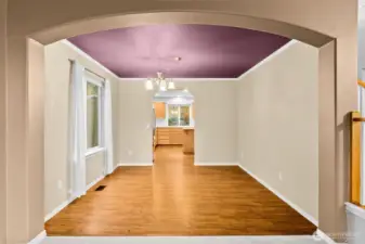 Formal dining room shown empty