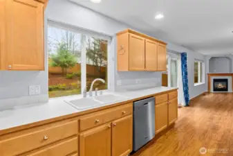 Loads of counter and cabinet space will make cooking a breeze. Nice views to the private rear yard