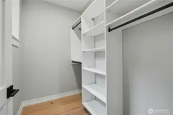 Spacious guest bedroom walk-in closet.