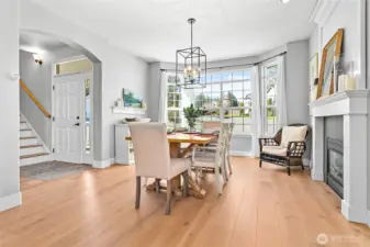 Dining room with fireplace