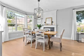 Dining room with fireplace