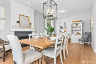 Dining room with fireplace