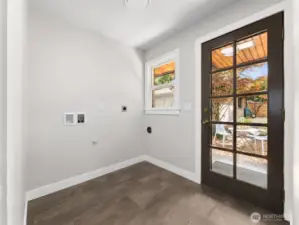 Utility room with potential to add bathroom and move washer dryer to closet
