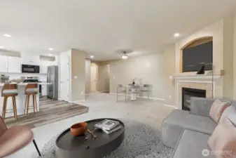 Living Room and kitchen. Virtually staged.