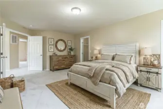 Primary Bedroom virtually staged with a farmhouse look