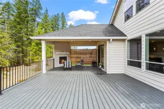 Exterior Deck, Fireplace and Covered Patio