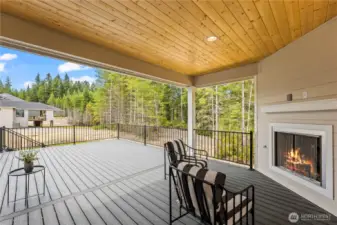 Exterior Deck, Fireplace and Covered Patio