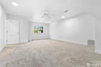 That's an attached armoire to the left of the window. A perfect closet!