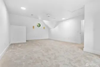 The partially vaulted ceiling adds character and makes the room feel even bigger.