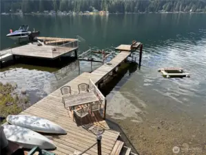 Large dock for dining by the lake.