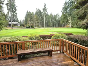 The 17th hole is just a short chip from the covered deck.