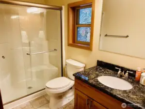 Upstairs 3/4 bath is bright & spacious