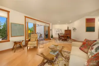 The flow of this open plan is conducive to entertaining as the living area moves easily into the dining area.