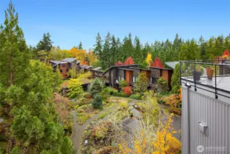 Overview of the community view from this home. It is well set back from the road so you do not have street noise. Very private and quiet with trails.