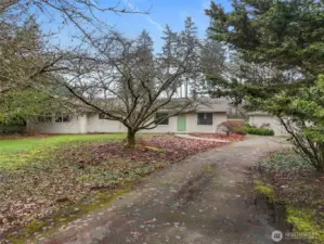Long circular driveway leads you into the property.