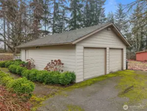 This is the detached garage with space for 2 cars and spacious shop areas.  This garage also has a a shelter built into the floor.