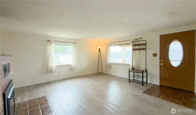 Entry Living Room with Fire place