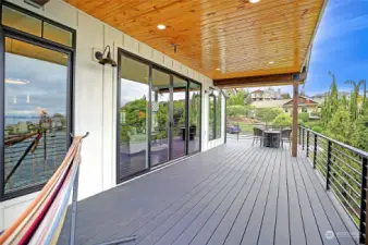 Expansive view deck on main level. Note the beautiful wood soffits.