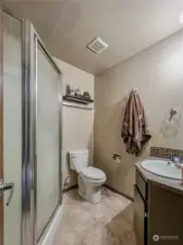 3/4 bath off of family room.