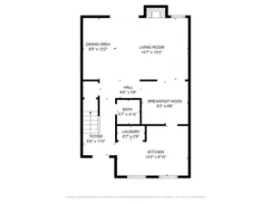 First Floor Plan; Breakfast nook and Dining area can be flexed anyway that you'd like