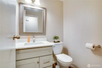 Remodeled 1/2 bath on the main floor for your guests.