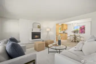 One of the two gas fireplaces also welcomes you in the front living room.