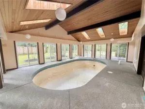 Covered indoor pool area