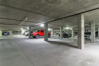 Common garage with parking space and storage